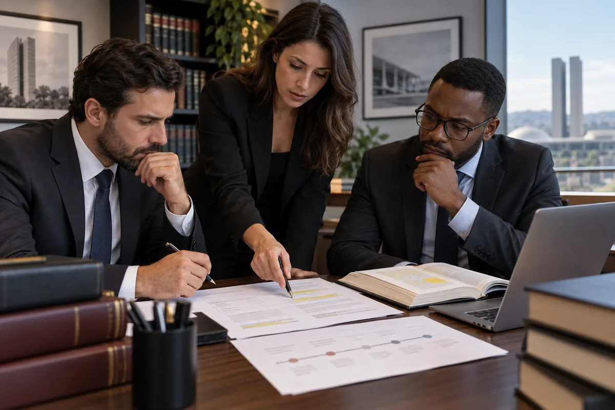 Equipe jurídica analisa documentos e etapas da dosimetria da pena