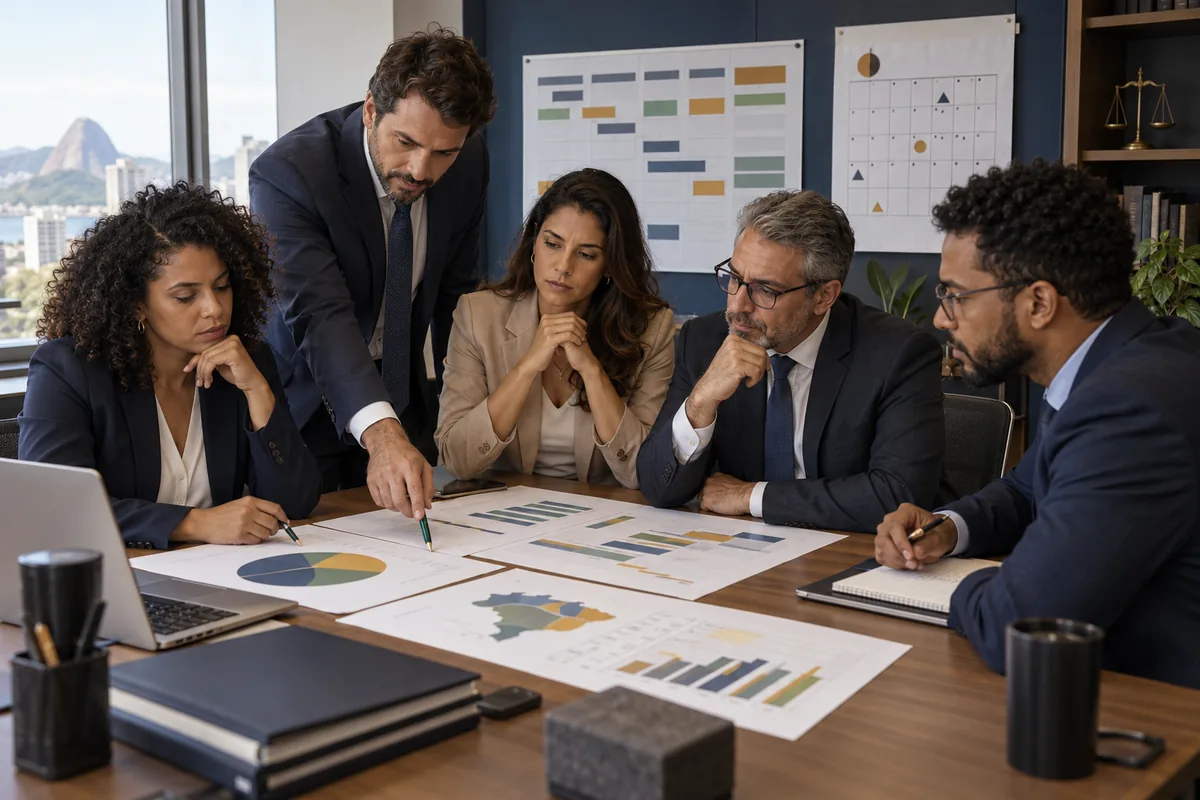 Equipe analisa plano de recuperação com dados financeiros e operacionais