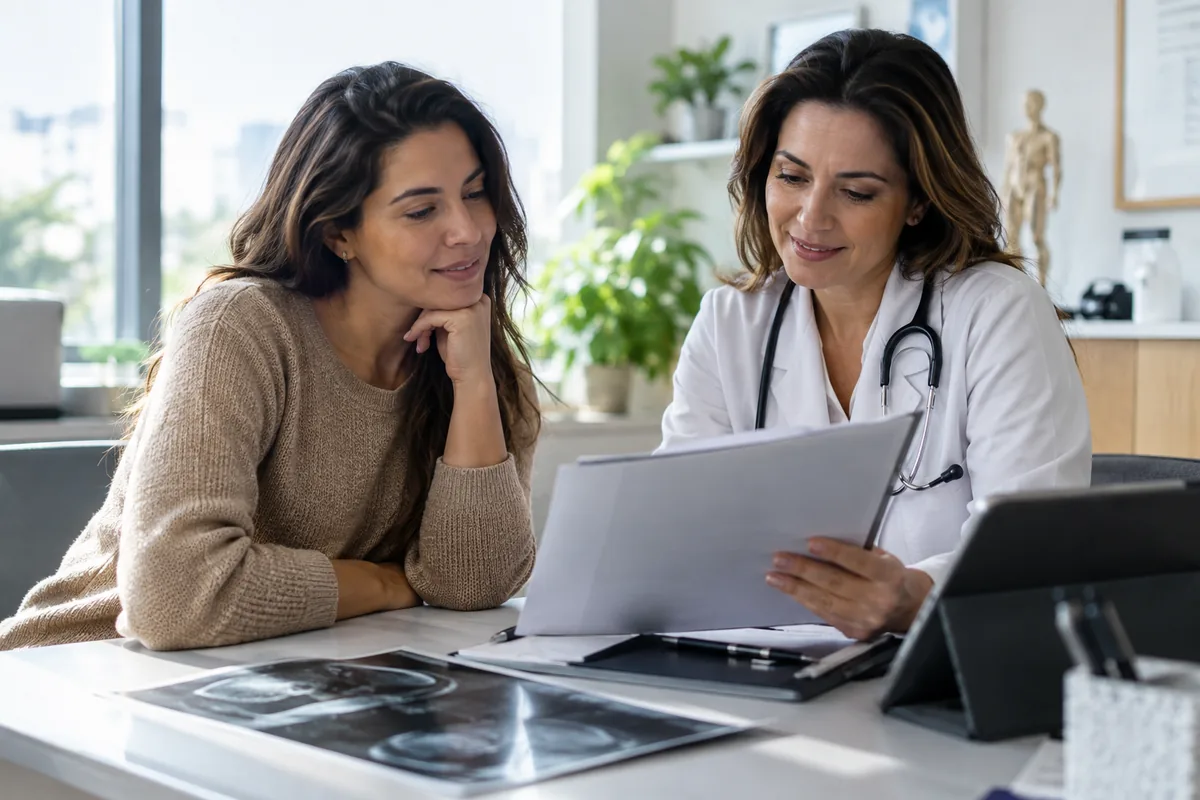 Paciente e médica analisam plano terapêutico após negativa do plano de saúde
