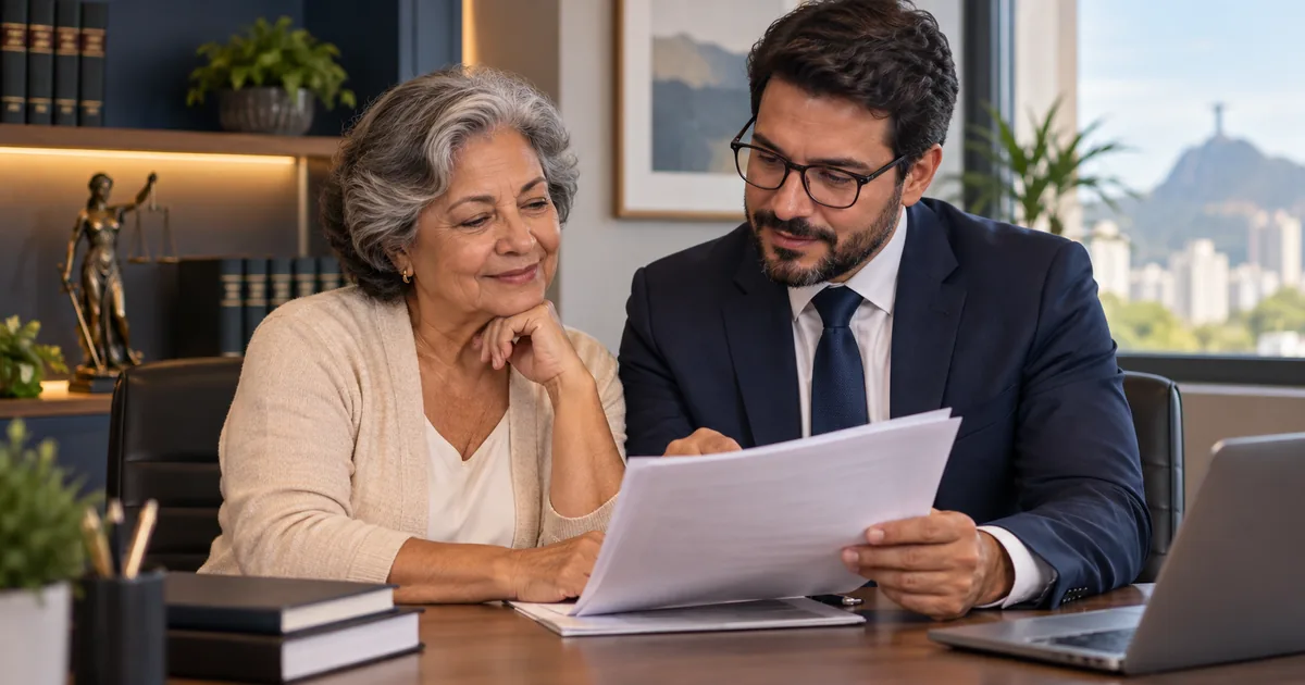 Aposentada conversa com advogado sobre revisão do benefício