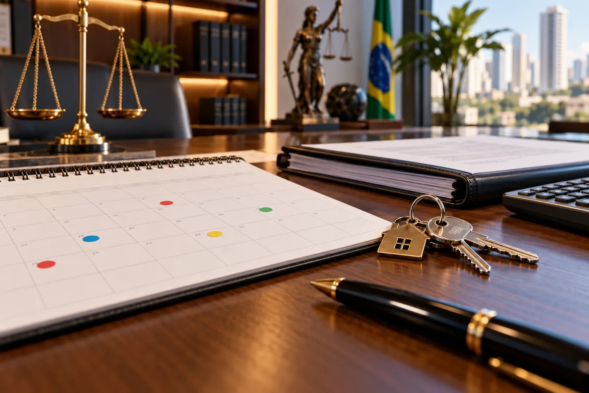 Calendário com datas da renovação de locação comercial