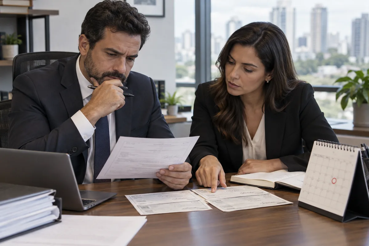 Advogados analisam título empresarial e calendário de vencimentos