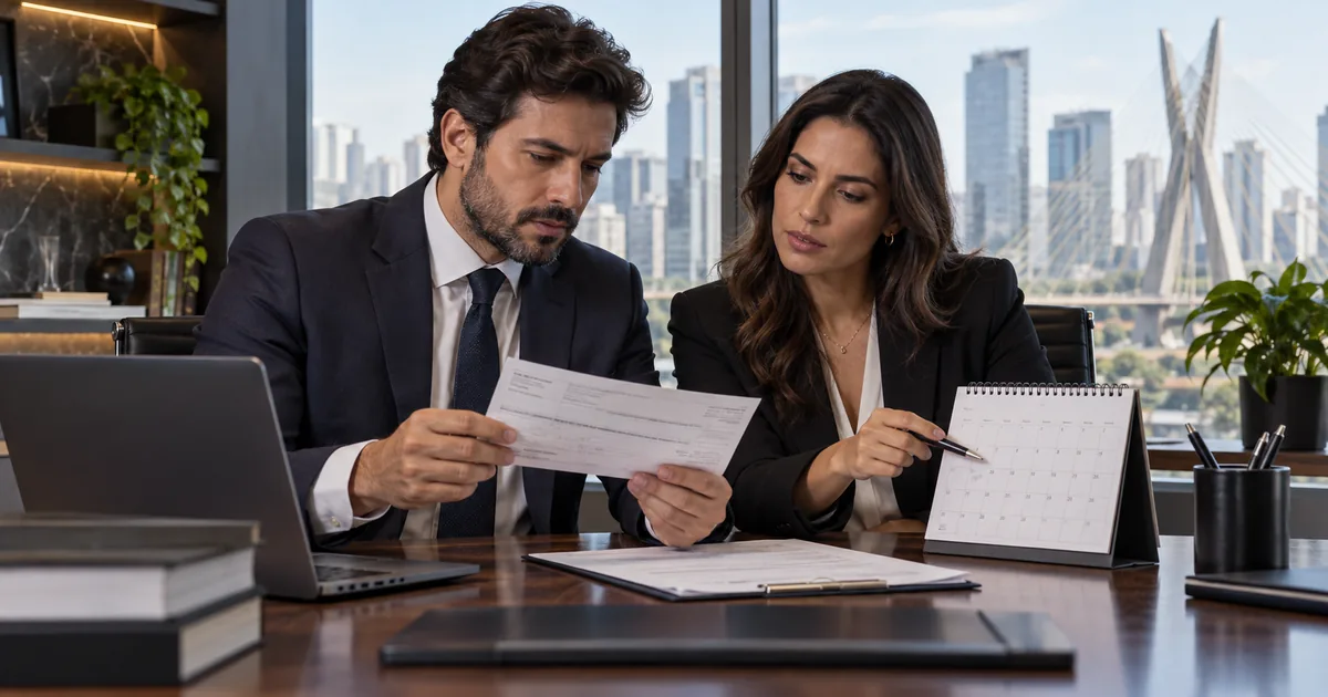 Advogados conferem título empresarial e calendário de prazos
