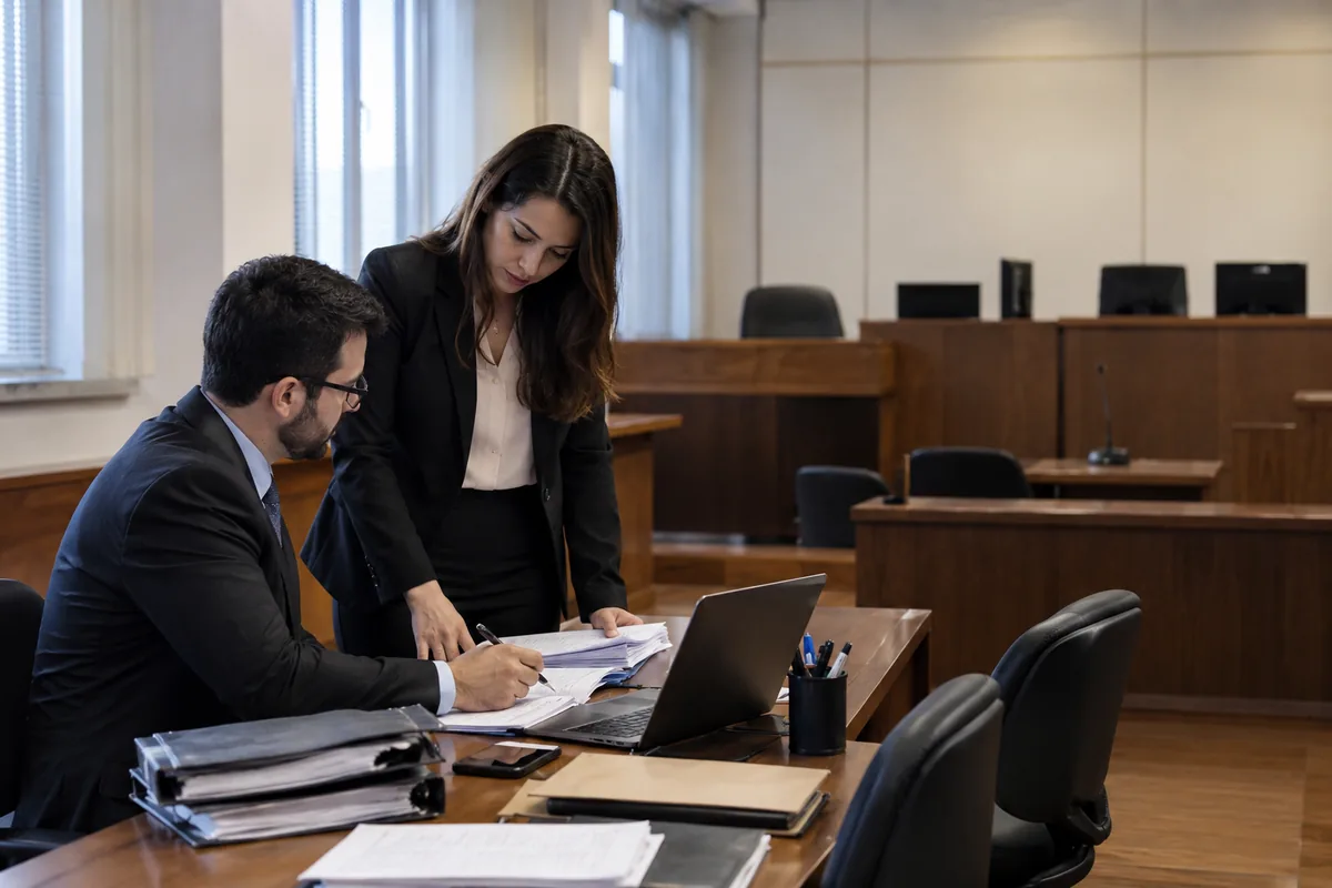 Advogados preparam documentos antes de sessão do Tribunal do Júri