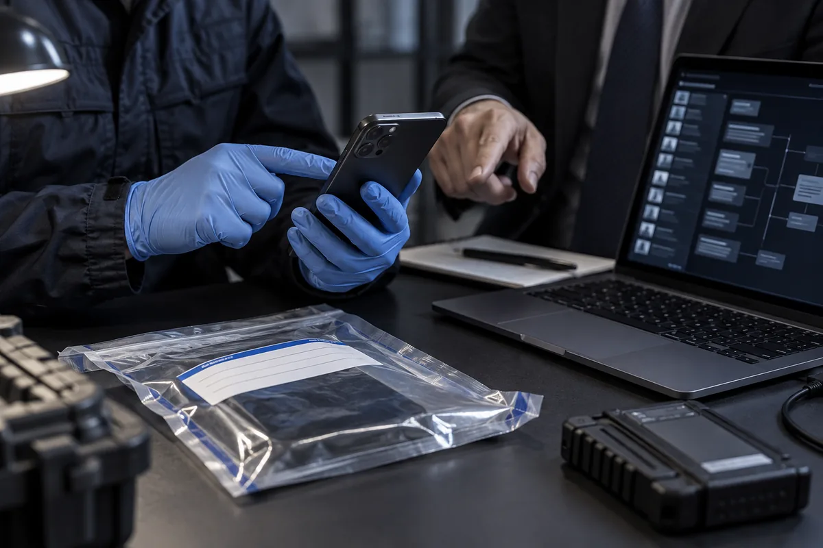 Perito preserva smartphone enquanto advogado acompanha dados técnicos