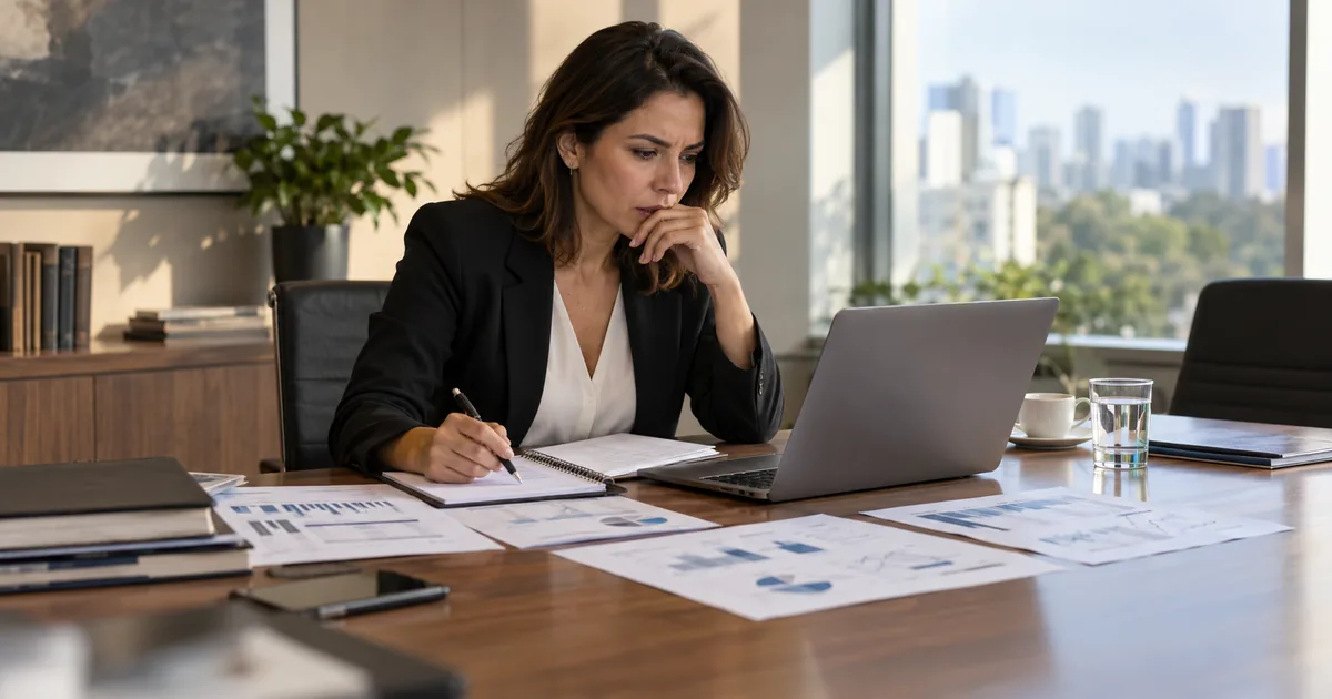Empresária avalia medidas para salvar empresa em crise financeira