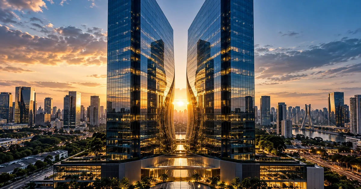 Edifícios corporativos representam a integração em uma fusão entre empresas