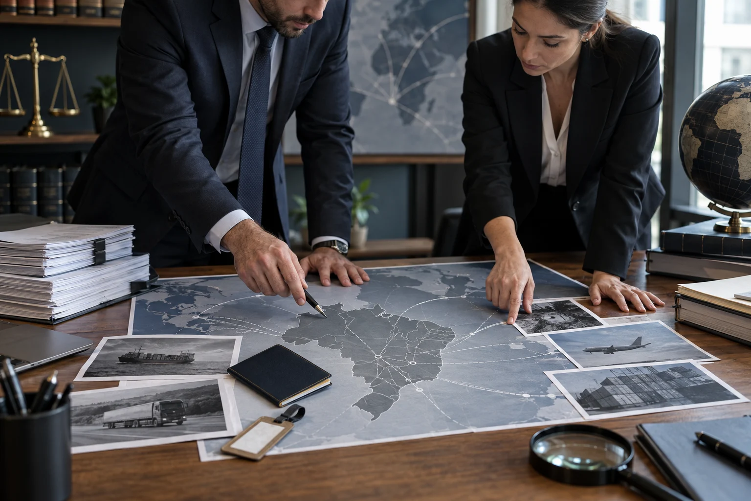 Advogados analisam mapa de rotas e provas relacionadas à transnacionalidade do tráfico