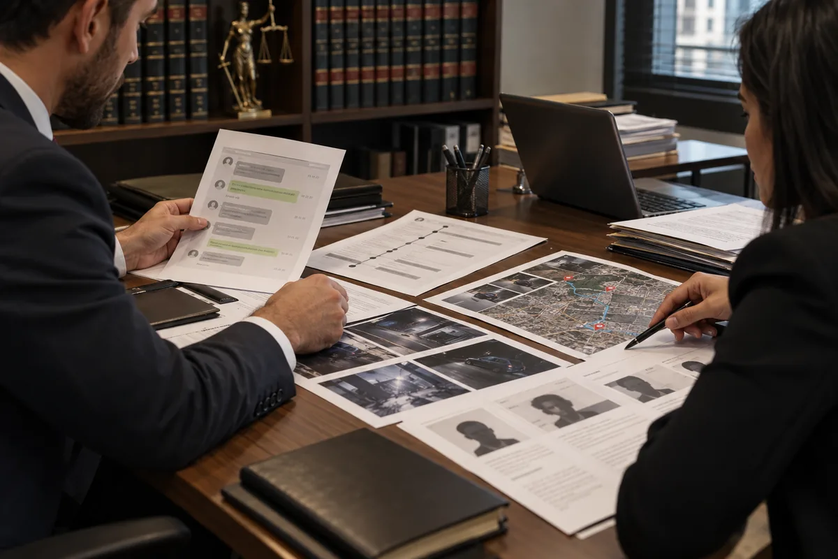 Equipe jurídica compara mensagens, localização e cronologia em processo criminal