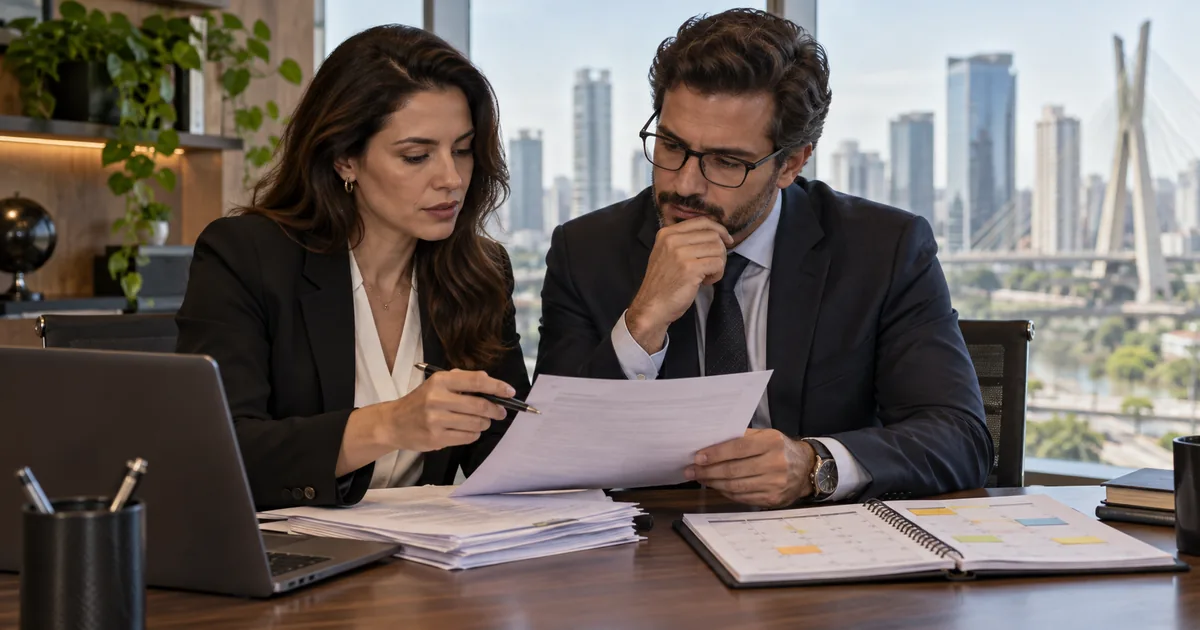Advogada e empresário revisam contrato e calendário de renovação