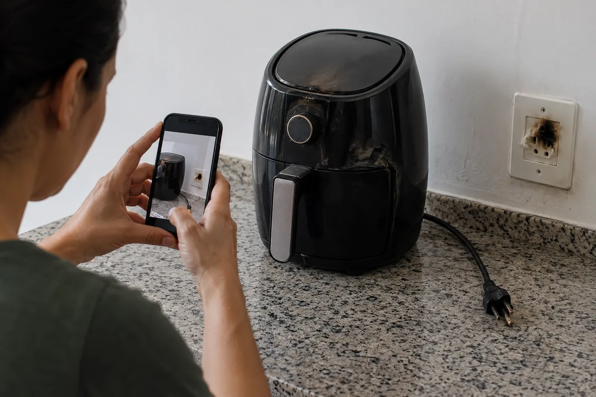 Consumidora fotografa produto defeituoso desligado após prejuízo