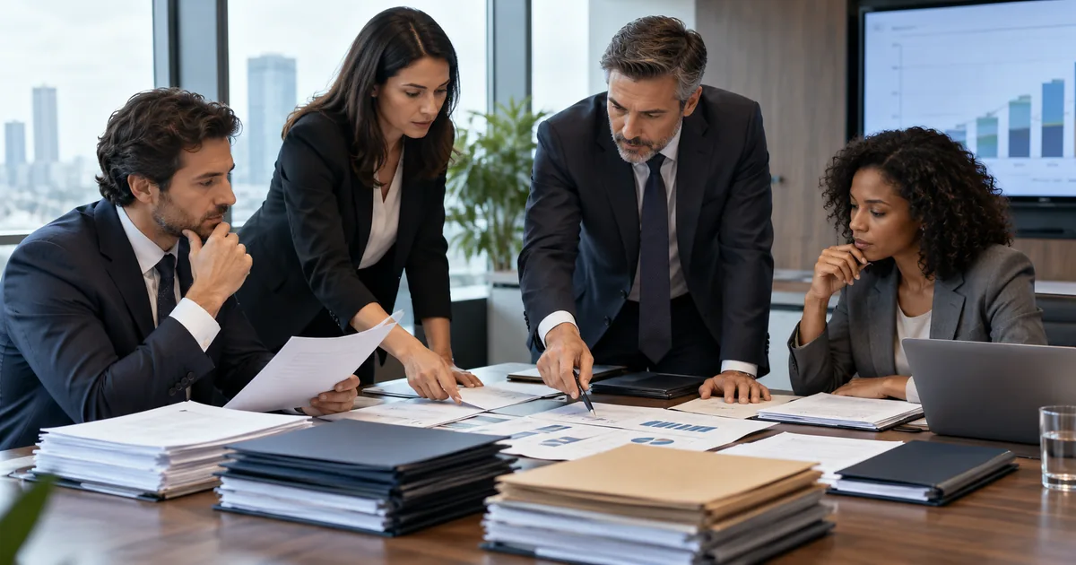 Equipe organiza passivos, garantias e proposta de renegociação empresarial