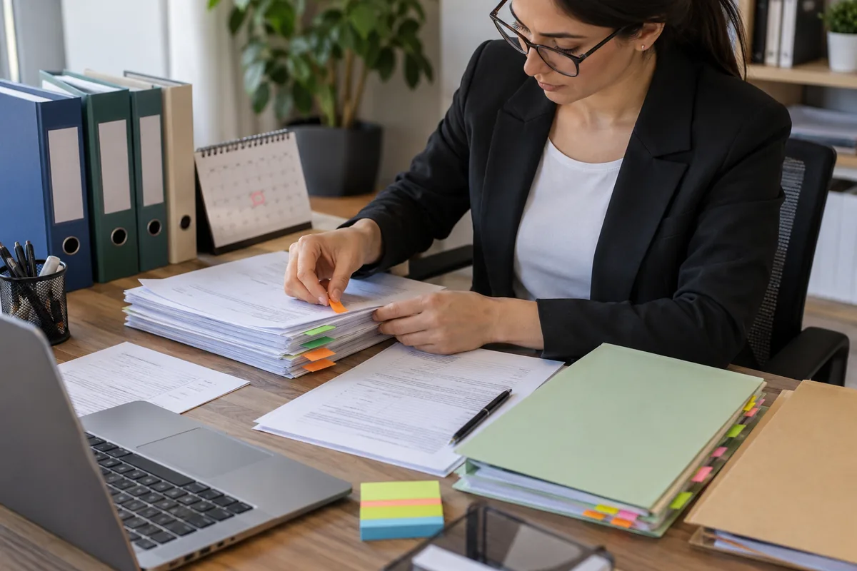 Profissional organiza documentos e prazos de restituição tributária