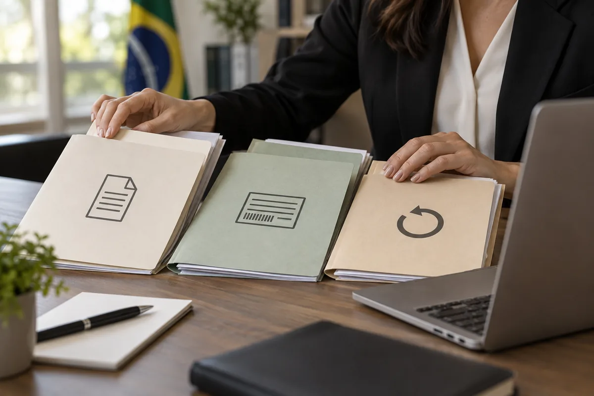 Pastas representam retificação pagamento e restituição tributária