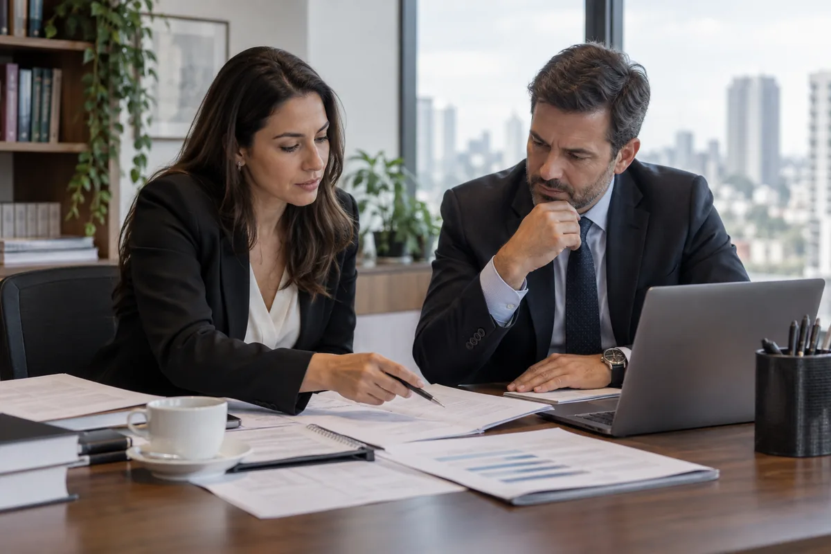 Advogada e gestor revisam operação antes do planejamento tributário