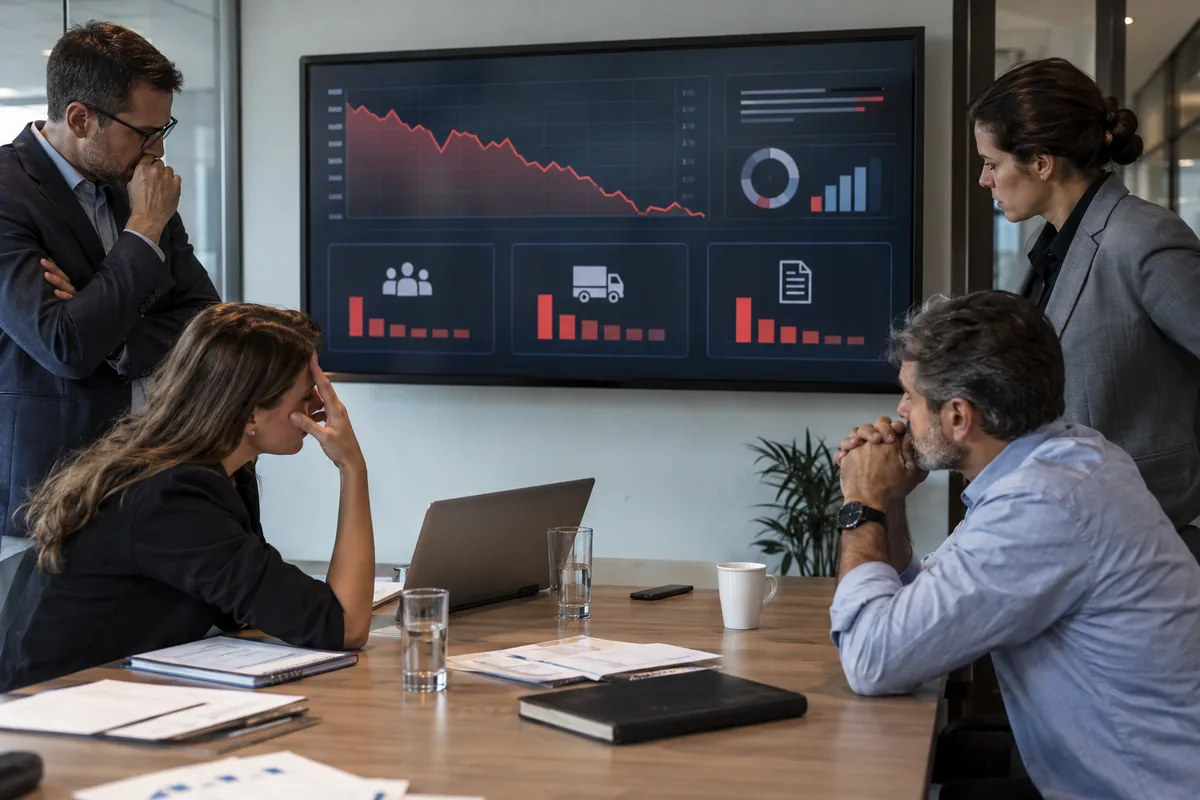 Sócios analisam queda de caixa e riscos da empresa endividada