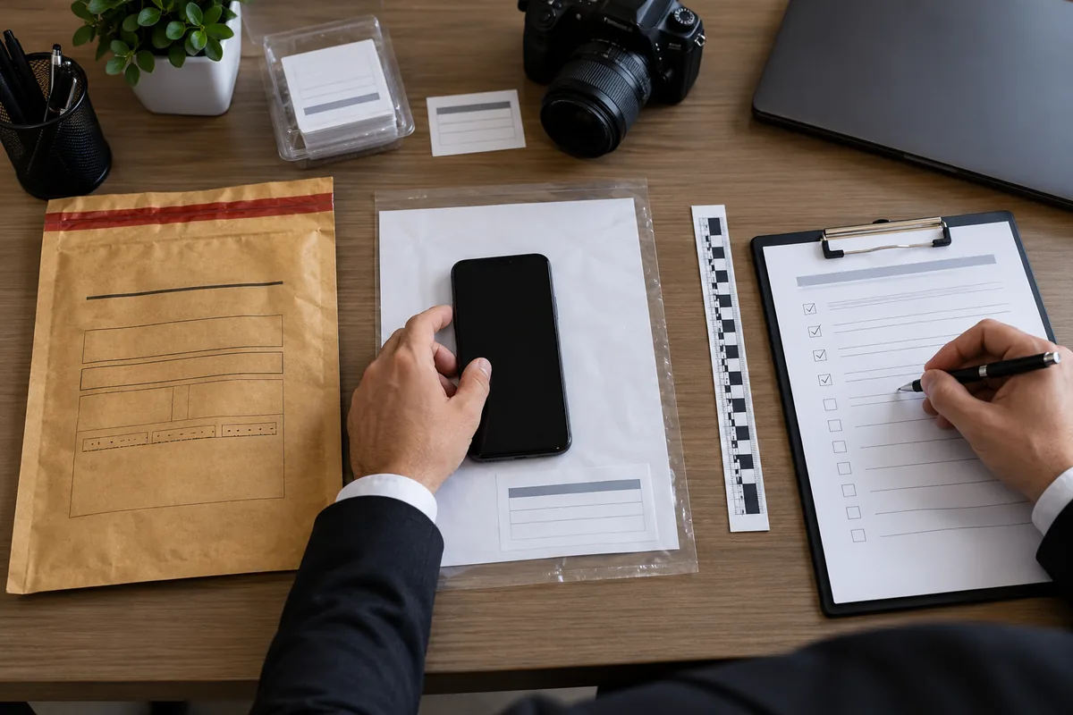 Catalogação de celular e documentos para preservar prova digital