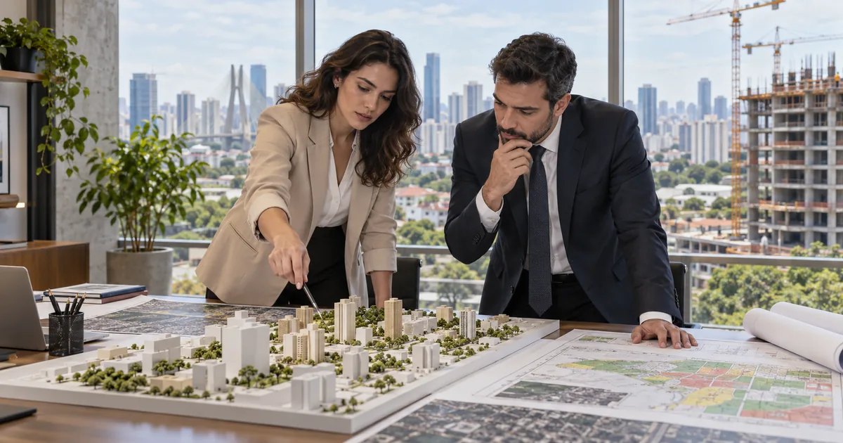 Arquiteta e advogado analisam modelo urbano e obra em construção