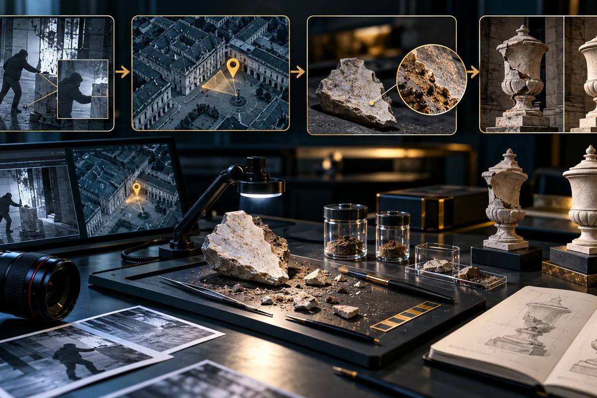 Laboratório compara imagens, localização e fragmentos em investigação de dano