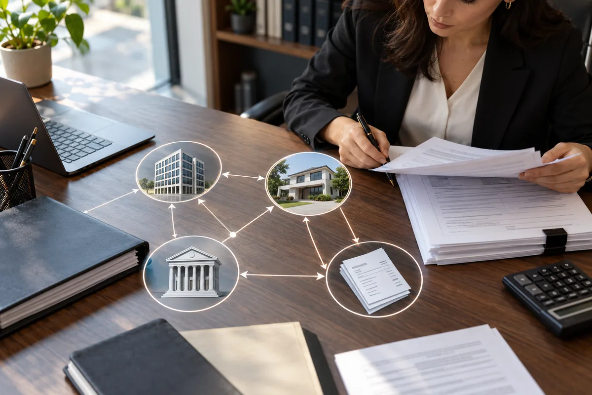Advogada verifica relações entre empresas, imóveis, contas e documentos