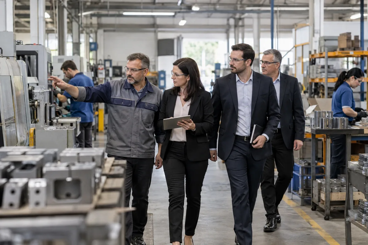 Equipe avalia fábrica em funcionamento antes de decidir reestruturação