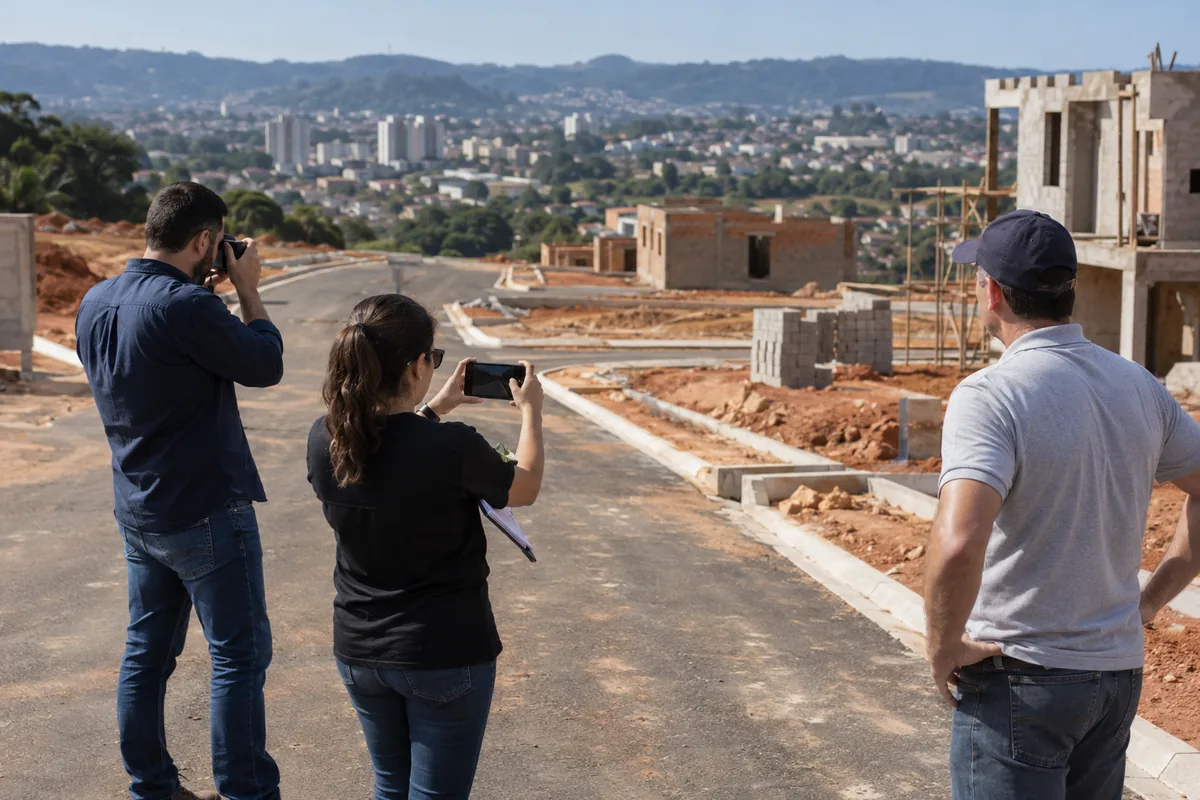 Equipe documenta obras e traçado viário em parcelamento urbano