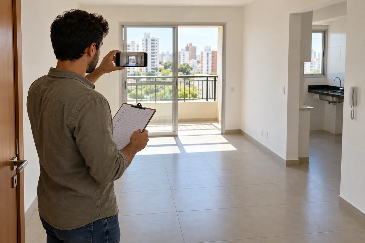 Inquilino registra o estado do apartamento antes da desocupação