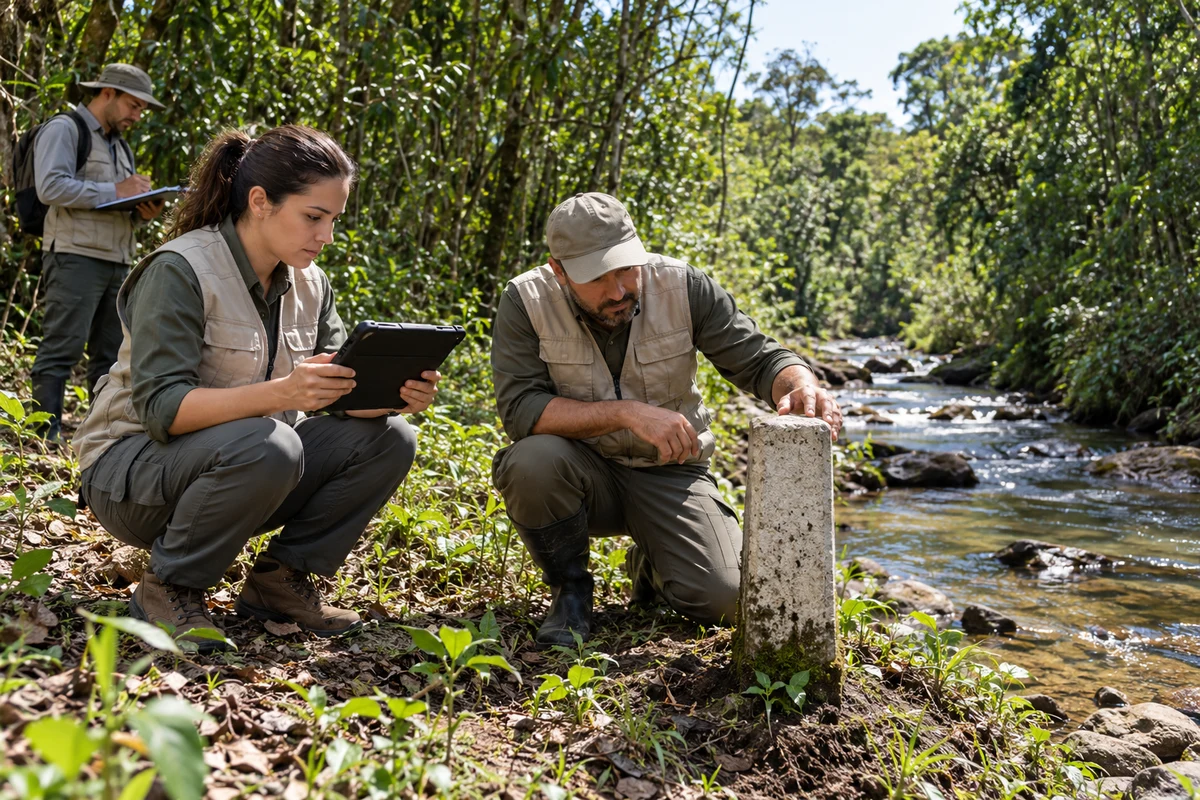 Equipe técnica realiza vistoria em mata ciliar junto a córrego